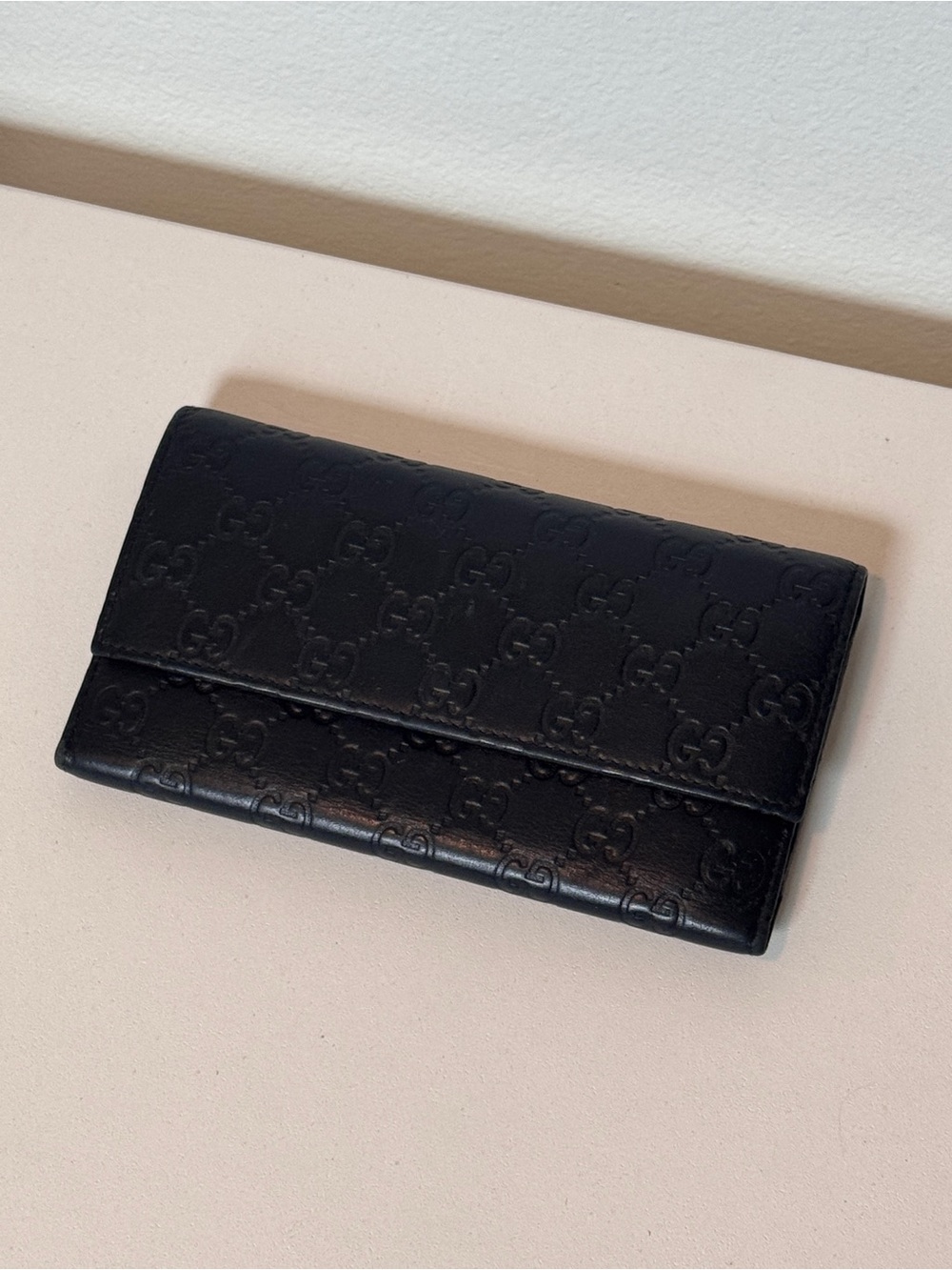 Gucci Black Embossed GG Continental Wallet